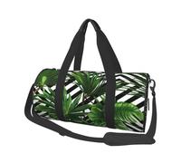 Borse da viaggio di grande capacità con foglie verdi di palma tropicale e borse sportive con manici ad anello nella parte superiore delle borse per il fine settimana e borse rotonde possono essere