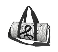 Borse da viaggio di grande capacità con note musicali nere e borse sportive con manici ad anello nella parte superiore delle borse per il fine settimana e borse rotonde possono essere utilizzate sia