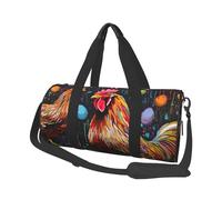Borse da viaggio di grande capacità con stampa di pollo e borse sportive con manici ad anello nella parte superiore delle borse per il fine settimana e borse rotonde possono essere utilizzate sia da
