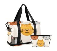 Borse da viaggio di sport delle borse di borsone svegli del gatto di colore del fumetto con la cinghia regolabile per l'escursionismo impermeabile, Cartone animato gatto carino colore, 1 size
