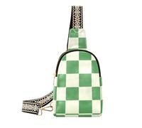 Borse da viaggio leggere alla moda verde beige Checker Plaid borsa a tracolla da viaggio per le donne per l'escursionismo, Plaid a quadri verde beige, 1 size