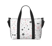 Borse da viaggio moderne a pois grigi e bianchi, borsa da viaggio da donna, borsa da palestra sportiva, borsone da allenamento, durante la notte, Nero , Taglia unica