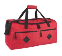 Borse da viaggio multi tasca da 24 pollici da 55 litri per uomini e donne per viaggiare, la palestra e come borsa per attrezzature sportive/organizer, Rosso e nero., 24”L x 12”W x 11.5”H, Borsone