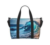Borse da viaggio Ocean Sea Wave, Weekender Carry On per le donne, borsa da palestra sportiva, borsa da viaggio, borsa da allenamento, notte, nero, Taglia unica