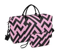 Borse da viaggio Peach Nero Linee irregolari Borsa da notte con Borsa da toilette per aereo Viaggio pieghevole bolsas para viajar en avion de mujer
