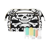 Borse da viaggio per cosmetici da donna Rock 'n' Roll Skull Zipper Portafoglio per contanti da donna per trucco cosmetico