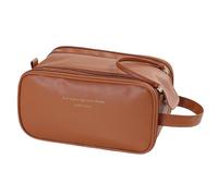 Borse da viaggio per donne, in pelle sintetica PU, impermeabile, borsa da viaggio, ampia capacità di archiviazione per bagno e shower Things, 11.02 x 5.91 x 7.09 in, marrone, Se référer au descriptif