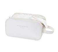 Borse da viaggio per donne, in pelle sintetica PU, impermeabile, borsa da viaggio, ampia capacità di archiviazione per bagno e shower Things, 11.02 x 5.91 x 7.09 in, beige, Se référer au descriptif