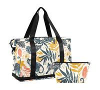 Borse da viaggio per gattini e piante, grande, borsa sportiva con borsa da toilette per escursioni, set da 2 pezzi, gattini e piante stampati, taglia unica, gattini e piante stampati, 1 Talla, Gattini