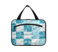 Borse da viaggio per le donne con gancio, motivo a scacchi blu e bianco, borsa essenziale di design con scomparti per bagno da donna bolsos para Hombre L