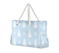 Borse da viaggio resistenti per albero di Natale, blu e bianco, con tasche laterali, borsa a mano con portabicchieri laterali