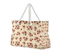 Borse da viaggio resistenti vintage rosa rossa da donna con tasche laterali, grande borsa weekend con tasche con cerniera