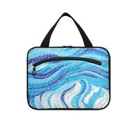 Borse da viaggio sospese con fiocco di neve blu chiaro per articoli da toeletta con gancio, designer chic organizzatore cosmetico per le donne must haves viaggio maleta para maquillaje M, Fiocco di