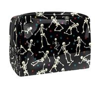 Borse da viaggio trasparenti per articoli da toeletta, borsa da toilette trasparente leggera, motivo scheletro di danza con cerchi colorati, multiuso, trasparente, per viaggi, Multicolore 1.,
