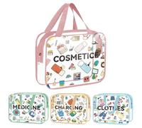 Borse Da Viaggio Trasparenti Per Articoli Da Toeletta - Set di 4 Organizer Impermeabili con Cerniere,Portatrucchi Organizzatore Per Donna - Per Donne E Ragazze, Per Cura Della Pelle E Cosmetici, Per V