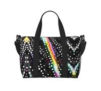 Borse da viaggio versatili da donna con glitter arcobaleno a pois neri e bianchi, borse da viaggio spaziose per viaggi, borse da palestra da uomo, nero, Taglia unica