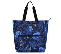 Borse decorative per bambini, donne, uomini, unico fiore di rosa blu reale, resistente all'acqua, resistente, riutilizzabile, borsa per libri da biblioteca, borsa della spesa per scuola, shopping