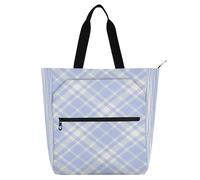 Borse decorative per bambini per bambini ragazzi ragazze, blu scacchiera leggera borse della spesa con cerniera per scuola lavoro viaggi arcobaleno bolsa dela para