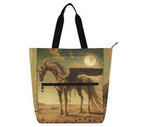 Borse decorative per libri per bambini ragazzi ragazze, misteriosi unicorni astratti borse leggere borse per la spesa borsa da spiaggia con tasche con cerniera per la scuola shopping drogheria
