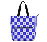 Borse decorative per libri per ragazzi ragazze adulti, motivo scozzese di bufalo bianco blu cuore leggero borsa a tracolla con cerniera per scuola lavoro viaggi arcobaleno bolsa dela para