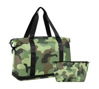 Borse di borsone verdi di sport delle borse di viaggio del camuffamento con la cinghia regolabile per il viaggio impermeabile, Verde mimetico., 1 size