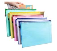 Borse di File Mesh Borsa portadocumenti impermeabile con cerniera trasparente a griglia spessa for studenti, organizer for documenti d'esame scolastici(5-color mix 10PCS)
