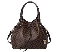 Borse di lusso da donna in PU con manico superiore borsa a tracolla design a tracolla Tote con cinghie, Marrone, Fit Size: L12.2*W9.8*H11", Handle Height: 10.6"