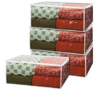 Borse di stoccaggio coperta - 90 L - 4 pacco - sacchetto di stoccaggio in plastica chiaro con cerniera. Proteggi le copertine trapunte da letto e ves
