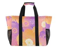 Borse di stoccaggio di utilità del fiore di stile giapponese pieghevole con i compartimenti borsa di totalizzatore della spiaggia, Fiore in stile giapponese, 1 size, Moda