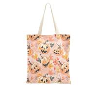 Borse di tela casual senza cuciture di Halloween per le donne Hostess Regali con tasche, Zucche di Halloween e foglie d'autunno, Taglia unica