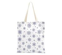 Borse di tela con manici per donna borsa della spesa da viaggio casual Natale bianco navy fiocchi di neve pois, Pois di fiocchi di neve bianchi blu navy natalizi, Taglia unica