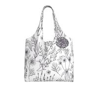 Borse di tela con stampa di erbe e piante erbacee in fiore per le donne borsa della spesa riutilizzabile grande borsa da palestra in tela borsa per la spesa portatile