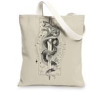 Borse di tela del serpente, borse della spesa riutilizzabili della stampa del serpente, borse della spesa riutilizzabili della cinghia della spalla leggera dell'annata per Gy, Beige, 13x15 Inch