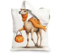 Borse di tela di cammello giocose, borse della spesa riutilizzabili di disegno divertente di animale divertente, borse di tela leggere lavabili per il viaggio Shoppi, bianco, 13x15 Inch