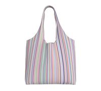 Borse di tela di canapa della stampa delle strisce di colore per le donne borsa della spesa riutilizzabile grande palestra panno di tela poouchportable Shopping borsa