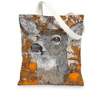 Borse di tela di canapa di cervo, borse della spesa riutilizzabili del modello artistico della fauna selvatica, borse di tela leggera ecologica dell'annata per G, Arancione, 13x15 Inch