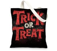 Borse di tela di canapa di Halloween, borse della spesa riutilizzabili grafiche spettrali, borse della spesa leggere lavabili della tela della cinghia della spalla per il partito, nero, 13x15 Inch