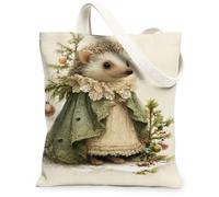 Borse di tela di canapa di riccio, borse della spesa riutilizzabili leggere di disegno adorabile di animale adorabile di disegno di animale della drogheria borse della spesa di inverno di vacanza