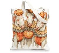 Borse di tela fantasiose, borse della spesa riutilizzabili del modello della zucca di cavallo, borse della spesa lavabili leggere dell'annata f, bianco, 13x15 Inch