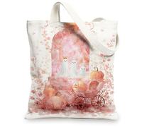 Borse di tela fantasiose, borse della spesa riutilizzabili del modello sveglio dei fantasmi della spesa, cinghia della spalla leggera lavabile dell'annata Ba, Pesca, 13x15 Inch