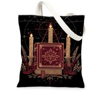 Borse di tela gotiche per libri e candele, design occulto vintage, leggere, lavabili e riutilizzabili, per shopping e viaggi, nero, 13x15 Inch