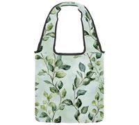 Borse di tela riutilizzabili, borse multiuso in tessuto per la spesa, lo shopping, il lavoro e i viaggi, colori acquerello, verde, bosco, foresta, terra, Multicolore 08, 14.1x14.9in/36x38cm