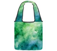 Borse di tela riutilizzabili, borse multiuso in tessuto per la spesa, lo shopping, il lavoro e i viaggi, colori acquerello, verde, bosco, foresta, terra, Multicolore 06, 14.1x14.9in/36x38cm