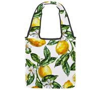 Borse di tela riutilizzabili, borse multiuso per la spesa, lo shopping, il lavoro e i viaggi, elementi di ramo di albero di limone giallo, Multicolore 02, 14.1x14.9in/36x38cm