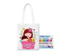 Borse di tela vuote - Borsa tote in tela da colorare, per la festa della mamma, con penne a vernice, attività didattiche per bambini dai 3 anni in su, a casa, aula, asilo, scuola, viaggi all'aperto
