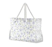 Borse di totalizzatore a prova di sabbia floreale dell'annata blu con la chiusura lampo con la borsa portatile di viaggio delle tasche laterali con i supporti di tazza