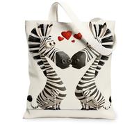 Borse di totalizzatore a righe della tela di amore del cavallo, borse riutilizzabili della drogheria del modello animale sveglio, Ca lavabile leggero di divertimento di giorno di San Valentino, bianco