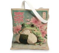 Borse di totalizzatore anfibio d'annata, borse della spesa riutilizzabili del modello floreale artistico, la tracolla lavabile leggera può, Beige, 13x15 Inch