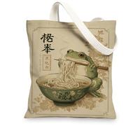 Borse di totalizzatore anfibio d'annata, borse riutilizzabili della drogheria di progettazione anfibia artistica delle tagliatelle degli anfibi, Sh lavabile leggero, Beige, 13x15 Inch