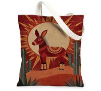 Borse di totalizzatore animali d'annata, borse riutilizzabili della drogheria del modello dell'asino del deserto della Boemia, tracolla lavabile leggera, Rosso, 13x15 Inch